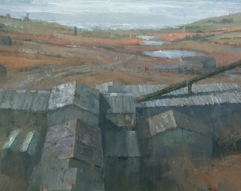 Geevor Tin Mine Cornwall Painting, Cornish Industrial Landscape, Signed Fine Art Print