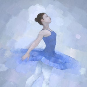 Blue Ballerina, Ballet Painting, Signed Art Print, Sapphire Star image 1