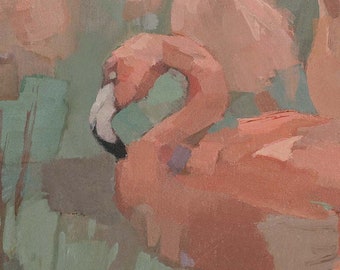 Pink Flamingos Painting, Signed Giclee Art Print