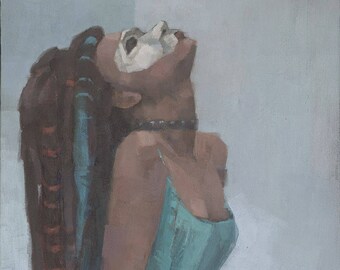 Female Figure Painting Signed Giclee Art Print, African Egyptian Mystical Symbolist Artwork