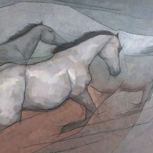 Wild White Horses, Horse Painting Signed Giclee Art Print image 1