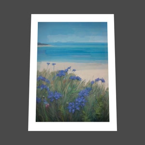 Scillies Beach Impressionist Landscape Painting Signed Print, Cornwall Blue Sea White Sands Art image 5