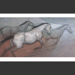 Wild White Horses, Horse Painting Signed Giclee Art Print image 3