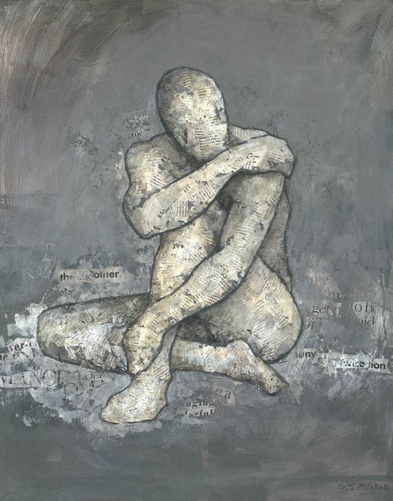 Signed Giclee Print, Modern Male Nude Figure Painting