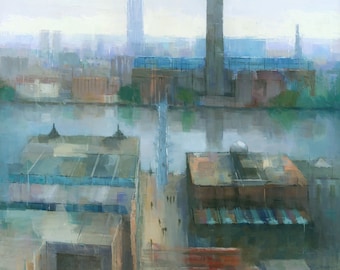 London Cityscape Painting Tate Modern Canvas Art Print