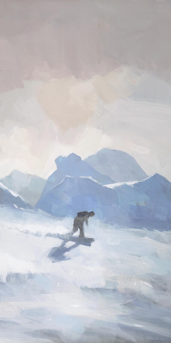 Snowboard Painting, Signed Art Print, Snowboarder Snowboarding Giclee A4 A3 A2