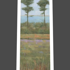 2 Trees Scillies Cornish Landscape Painting Signed Fine Art Print 26x9 inches