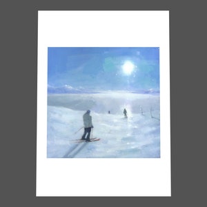Ski Painting, French Alps Mountain Landscape Signed Giclee Art Print image 3