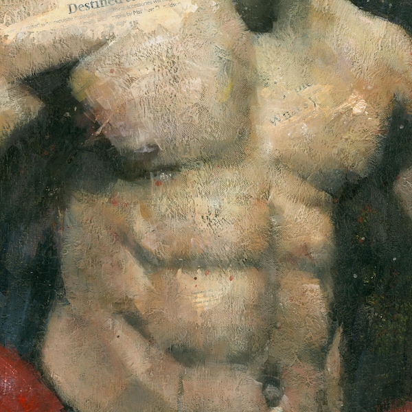 "Männer Torso Figur Malerei, Leinwand Kunstdruck, ""Der Boxer"""