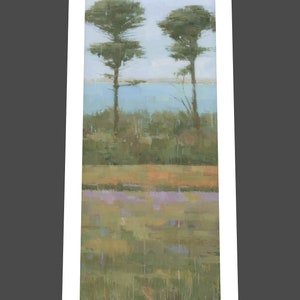 2 Trees Scillies Cornish Landscape Painting Signed Fine Art Print 21x8 inches