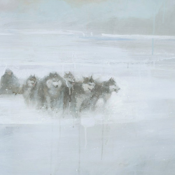 Huskies Husky Dogs Painting Signed Art Giclee Print, Antarctic Sledge Picture