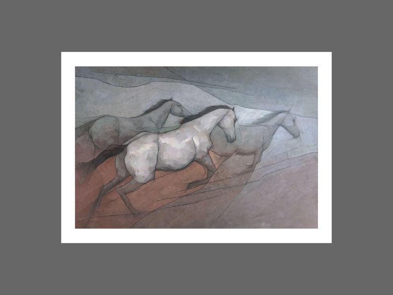 Wild White Horses, Horse Painting Signed Giclee Art Print image 4