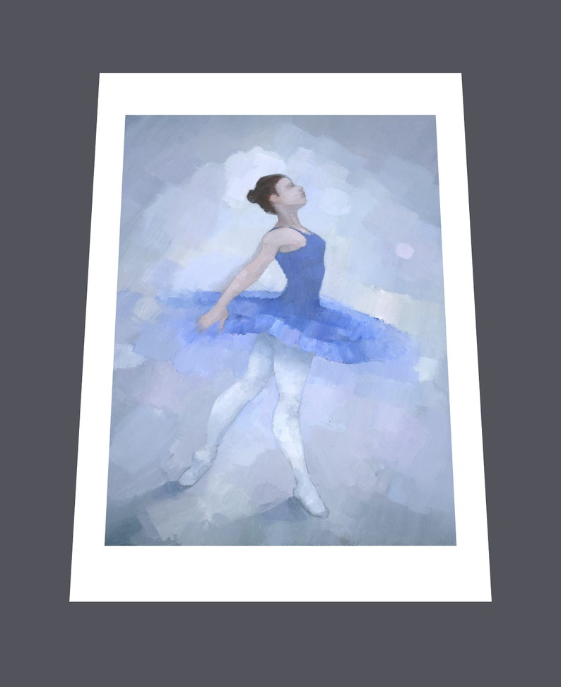 Blue Ballerina, Ballet Painting, Signed Art Print, Sapphire Star image 3