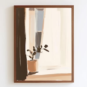 Póster de maceta en ventana / Combina impresiones acrílicas en colores neutros