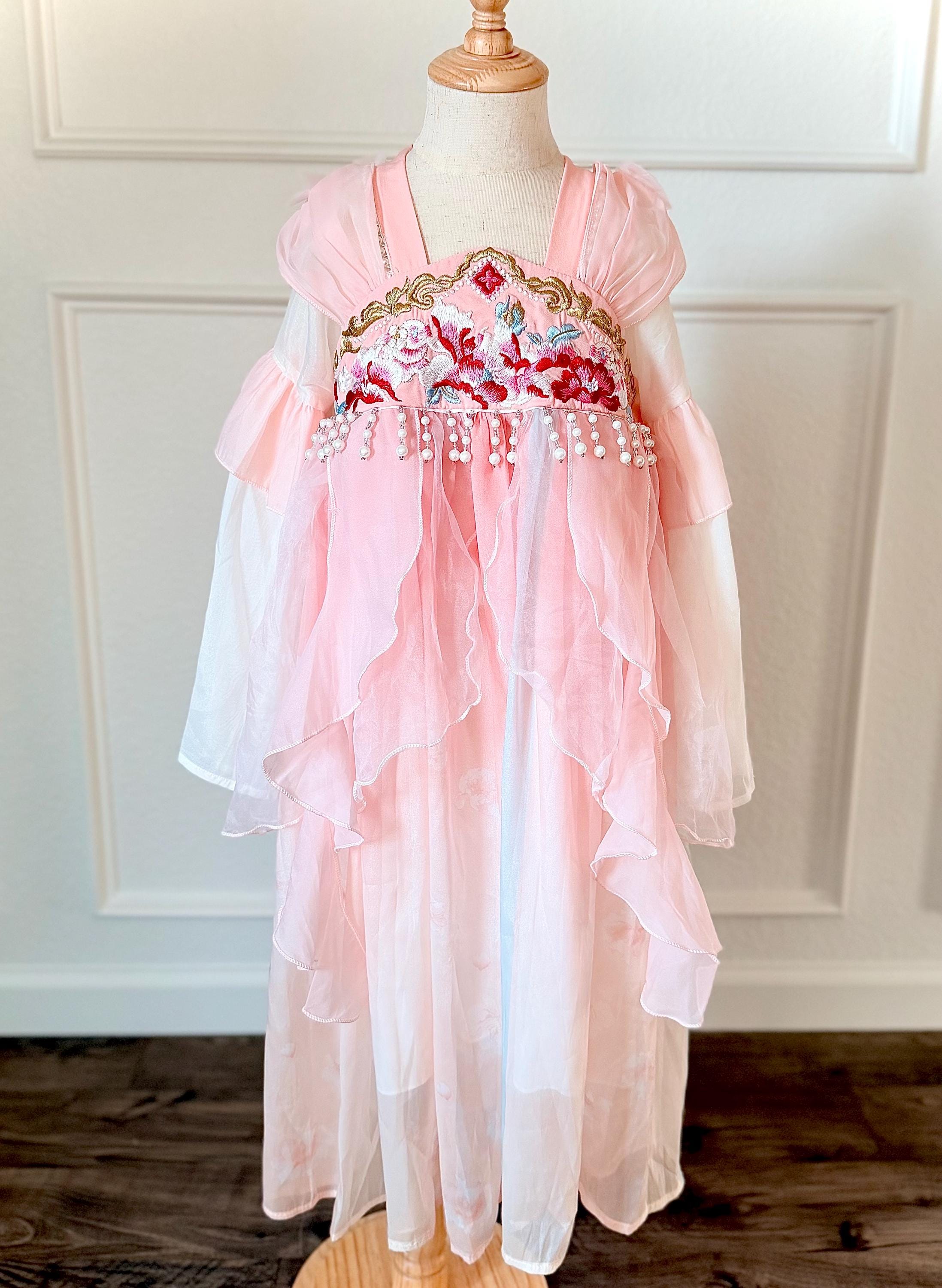 open lace back dress Cherry Blossom Hanfu for Girls