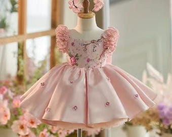 Pink Floral Princess Dress for Girls
