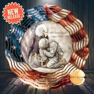 May include: A patriotic design featuring an American flag, an eagle, and a kneeling soldier with a cross. The text "All Gave Some, Some Gave All" is visible. A "New Release" sticker is in the upper left corner.