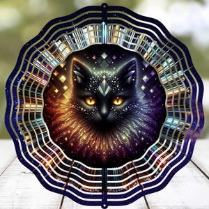 Cata-vento Gato Preto, Design Assustador de Halloween por Sublimação (PNG)