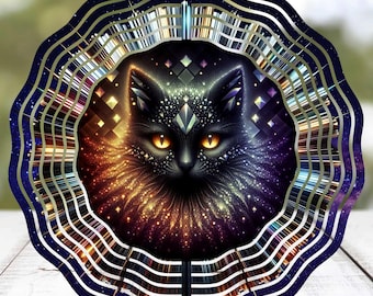 Black Cat Wind Spinner, Spooky Halloween Sublimation Design (PNG)