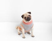 Hand Knitted Colorful Grey, Pink and Beige Dog Sweater