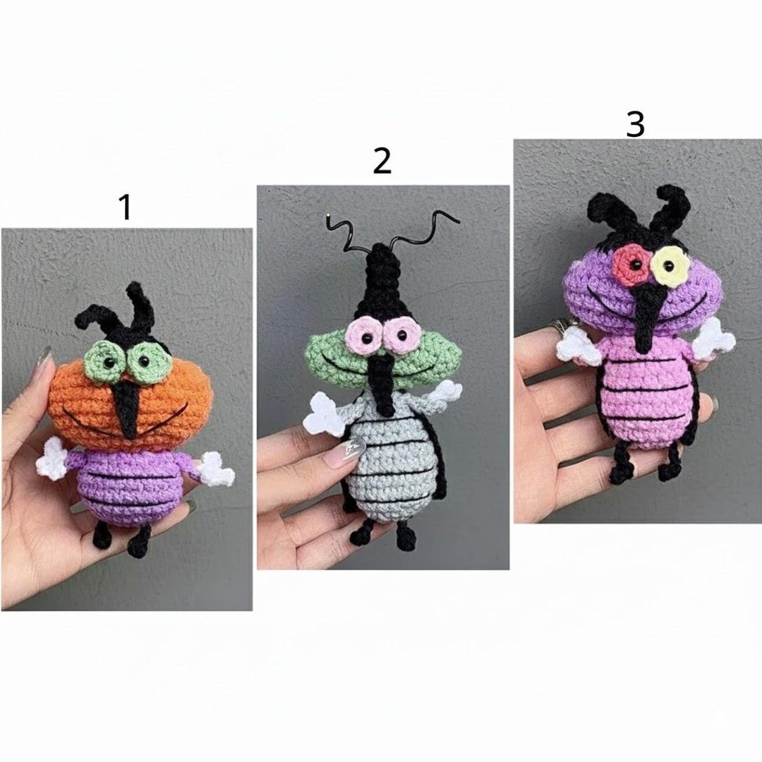 Cute Crochet Cockroach Keychain, Amigurumi Bug Keyring, Handmade ...