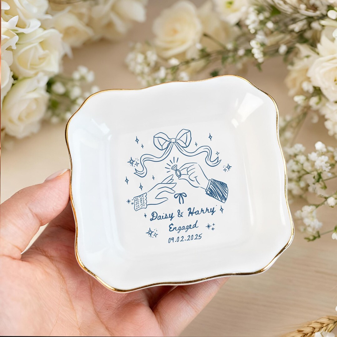 Personalized Engagement Ring Dish, Custom Wedding Jewelry Dish With ...