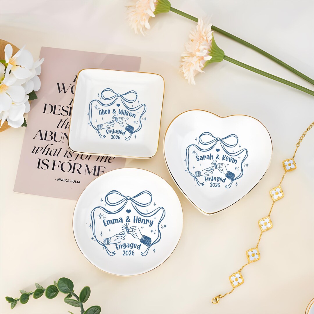 Personalized Engagement Ring Dish, Custom Jewelry Dish With Names ...