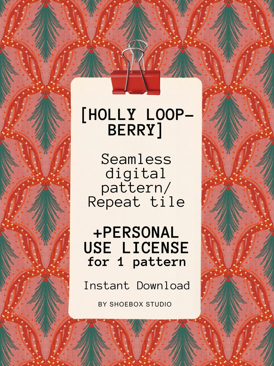Holy Loop Holly Loop, Berry – Seamless Digital Pattern / Repeat Tile – Personal ...