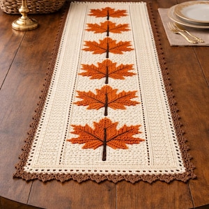 Maple Leaf Crochet Table Runner Pattern, Fall Thanksgiving Decor (PDF Pattern)