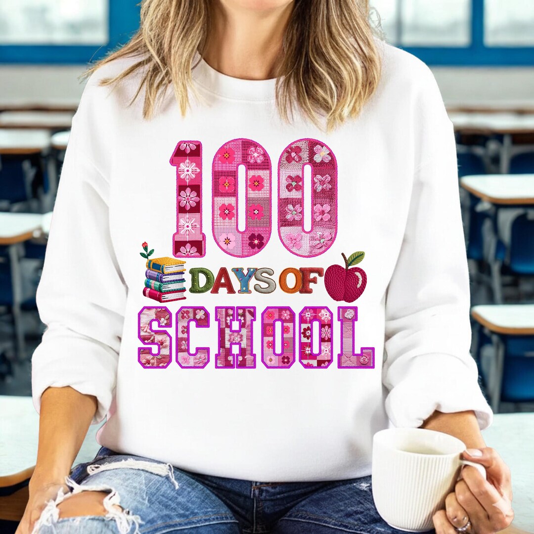 Faux Yarn 100 Days of School PNG, Retro Teacher 100th Day Shirt Design ...