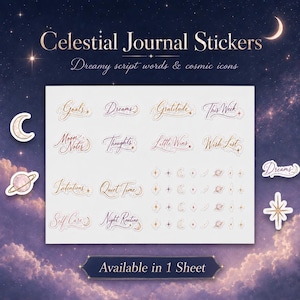Pastel Planner Script Words sticker sheet | Goals Gratitude Dreams Intentions