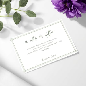 wedding wishing well, monetary gift card, sage green stripe invite, editable template
