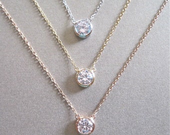 Solitaire Diamond Necklace, Diamond Necklace, Floating Diamond, Diamond Solitaire, Gift For Her