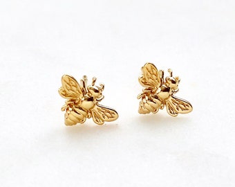 Bee Stud Earrings, Silver Bee Earrings, Bumble Bee Jewelry, Honeybee Post Earrings