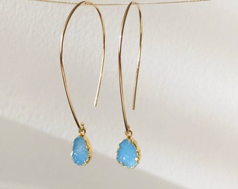 Gold Hoop Earrings, Druzy Earrings, Gift For Her