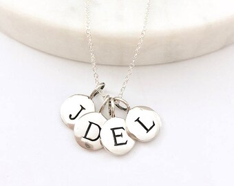 Silver 4 Initial Charm Necklace - Personalized