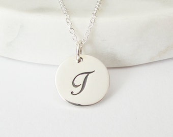 Initial Charm Necklace, Silver Initial Necklace, Necklace for Mom, Necklace with Initial, Letter Necklace