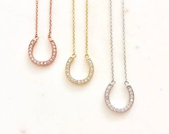 Horseshoe Necklace, Gold Necklace, Lucky Necklace, Horse Necklace, Horseshoe Jewelry,  Gift For Her