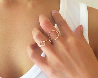 Heart Ring, Gold Heart Ring, Silver Heart Ring, Rose Gold Heart Ring, Layering Rings, Valentine's Gift, Mothers Day Gift