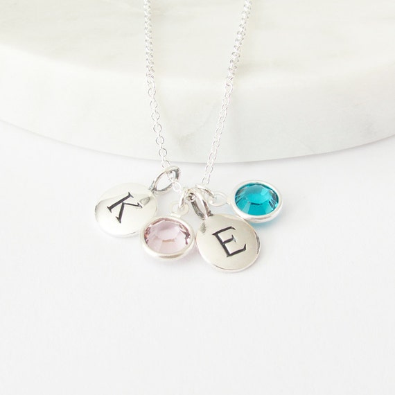 Mothers Birthstone Necklace, Mothers Day Gift Sterling Silver Mom Init–  LillaDesigns