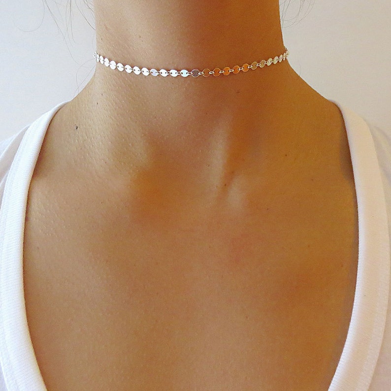 Choker Jewelry Dainty Coin Necklace Silver Choker Necklace Gold Coin Choker Necklace
