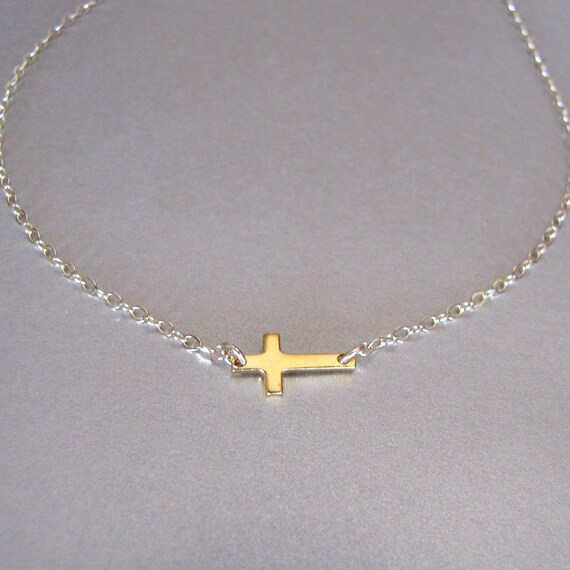 Mini sideways deals cross necklace