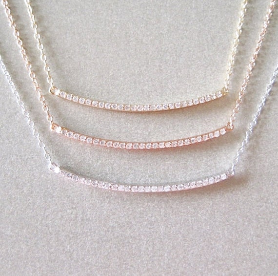 Diamond Bar Necklace Diamond Necklace Layering Necklace Etsy