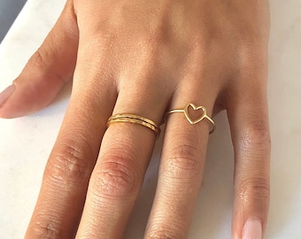 2 Gold Stacking Rings, Dainty Gold Ring, Stacking Ring, Gift for Her, Rose Gold Stacking Ring, Silver Ring