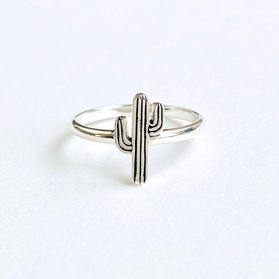 esencia Primitivo Viaje Anillo de cactus Anillo de plata Joyería de cactus Anillo - Etsy España