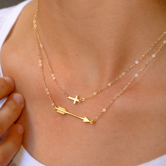 Mini sideways cross necklace clearance