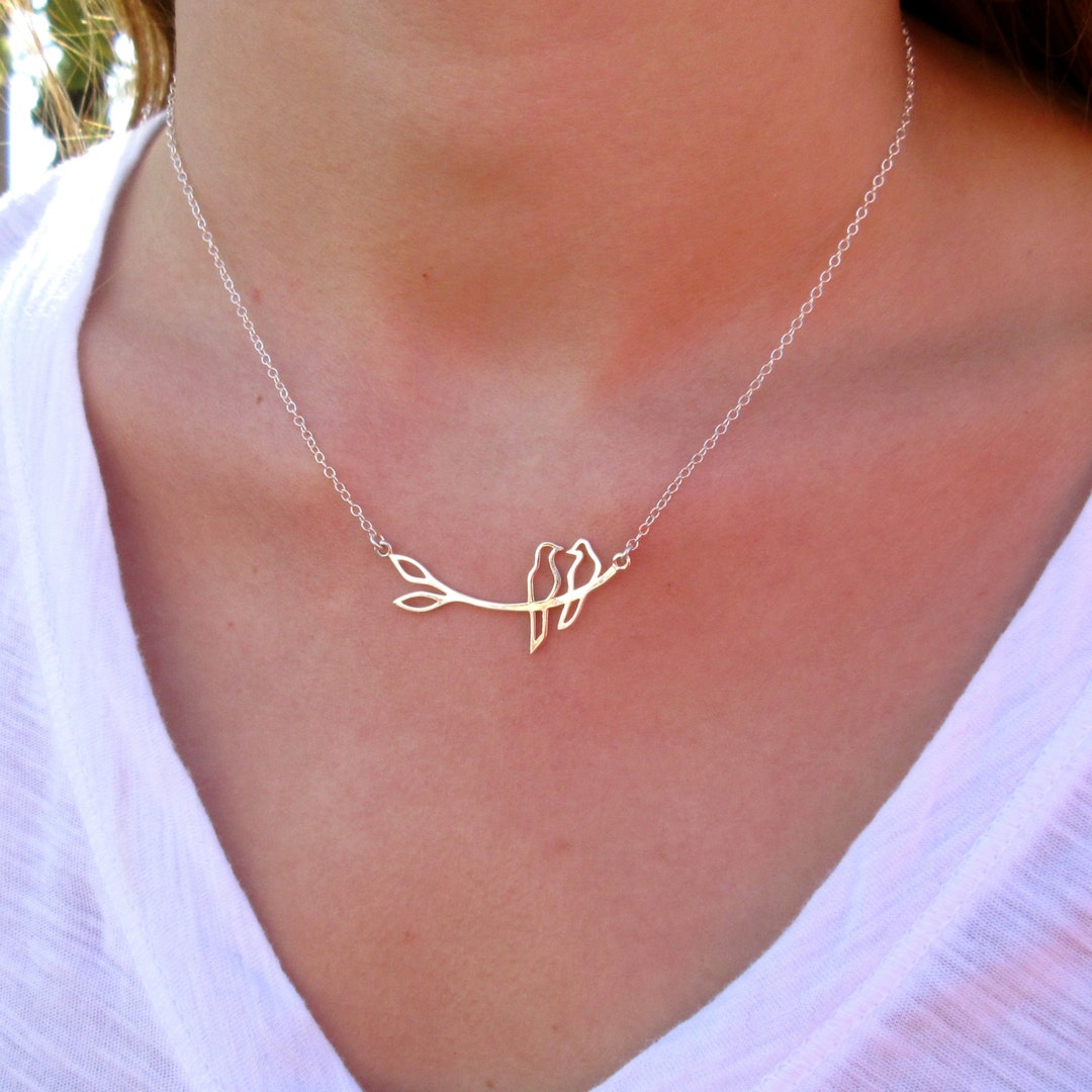 Love Bird Necklace Silver, Pendant Necklace, Friendship Jewelry, Gift