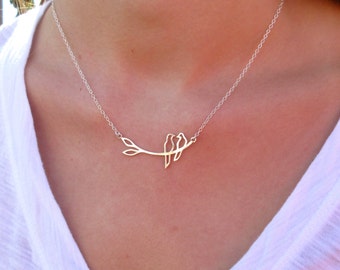 Collier oiseau d'amour en argent, collier à pendentif, bijoux d'amitié, idées cadeaux pour elle