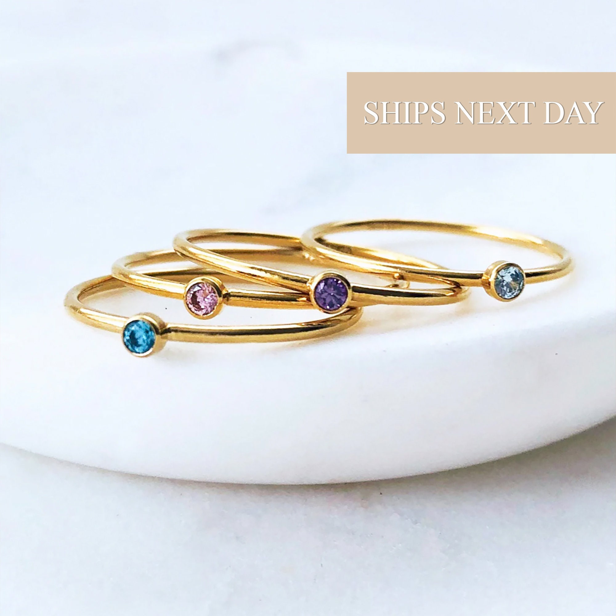 Girls March Birthstone Flower Ring in 14K Gold with Light Aqua CZ - Size 5  - The Jewelry Vine