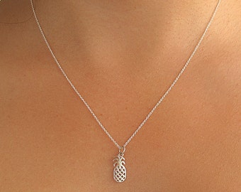 Pineapple Charm Necklace Silver,  Gift For Her